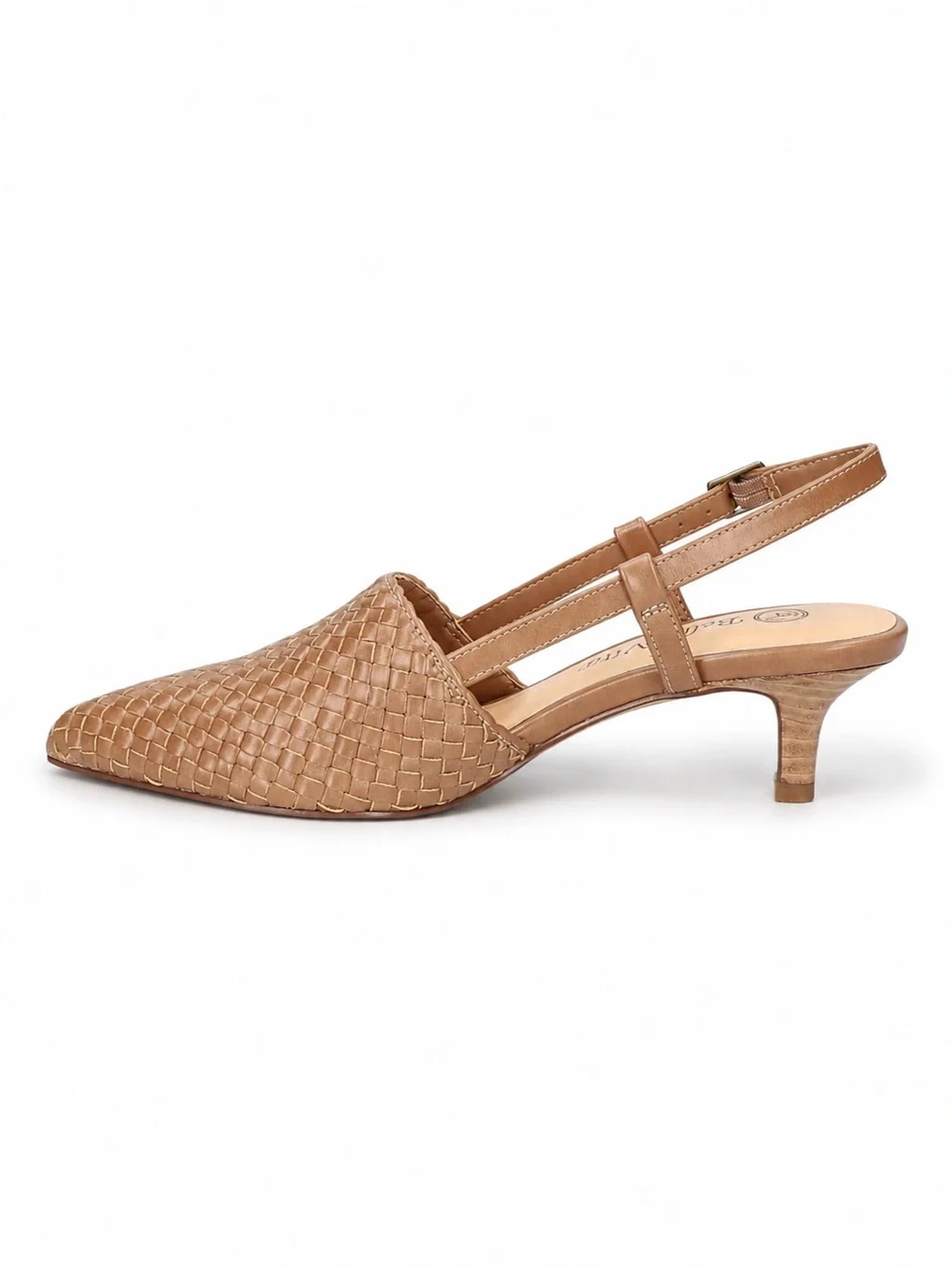Bella Vita Nude Kaisley Woven Kitten Heel Slingback Pumps Size 8